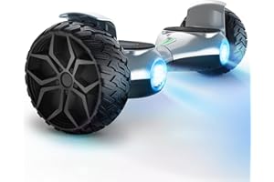 SISIGAD 8.5" Solid Tires Off Road Hoverboard, All Terrain Self Balancing Scooter with 700W Motor, Bluetooth Speakers and LED Lights, Portable Handle