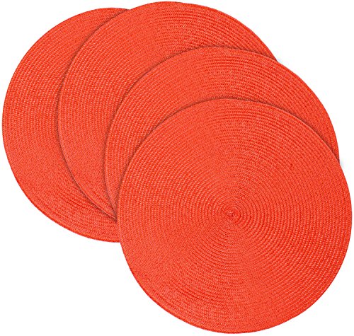 Brick Place Mats - Round Shape - Multi Color Placemats - Indoor Place Mats - Woven and Braided - 15-Inch - Set of 4 - by Utopia Home