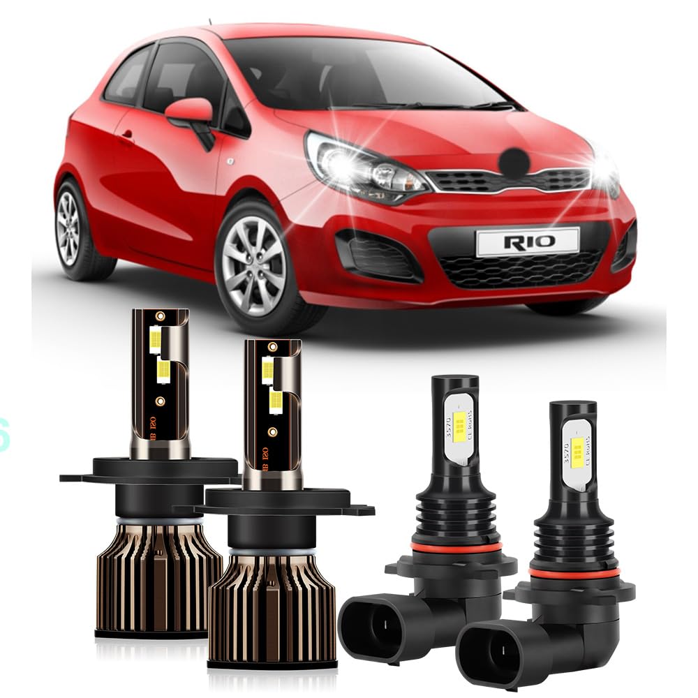 Photo 1 of TEENRAM Compatible For Kia Rio 2016 2017 2018 2019 2020 2021 2022 Front Light Bulbs, High Low Beam and Fog Lights Bulbs Combo, 6000K White 30000LM 400% Brightness, Pack of 4