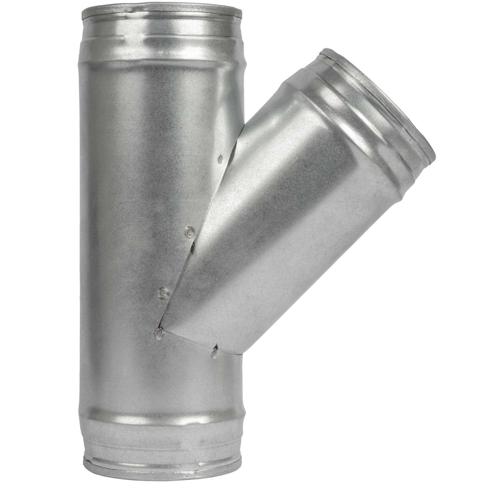 Repa Market 4 to 4 Inch (100 mm) WYE Shape 45° Duct Splitter, Galvanized Steel 3-Way Vent Connector for Exhaust Fan and Dryer, Round Metal Ventilation Pipe Joint for Indoor and Outdoor HVAC Systems