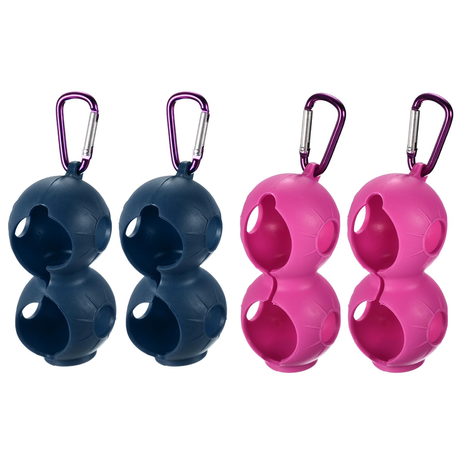PATIKIL Golf Ball Holder, 4 Pack Silicone 2 Balls Carrier Protective Portable Sleeve with Buckle for Golf Bag Belt, Rose Red, Blue