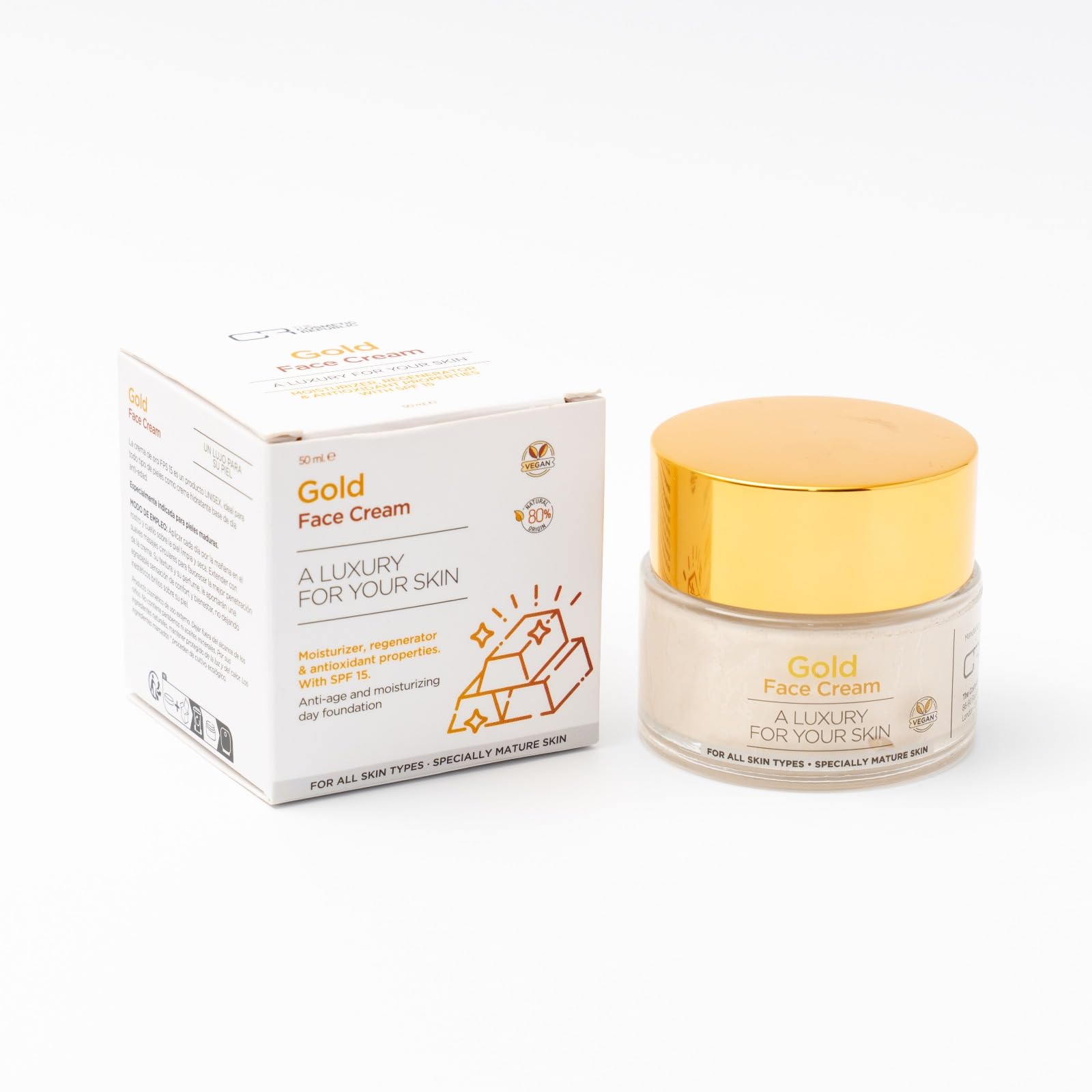 The Cosmetic Republic Gold Face Cream - Moisturizing, Anti-Aging, SPF 15, 50 ml - For Dry Skin, Unisex