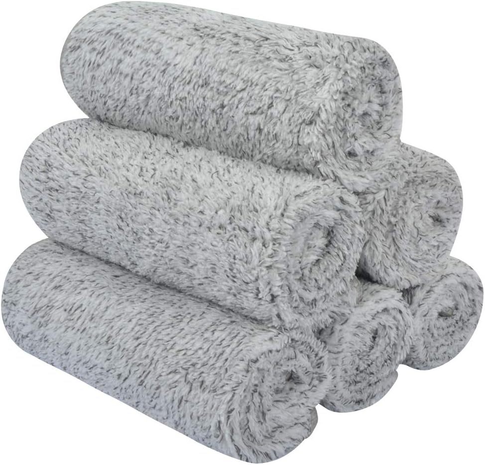 SINLAND Microfiber Hand Towel Bamboo Charcoal Facial Washcloths 12Inch