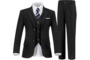 DOISPON Boys Suits 5 Piece Formal Suit Set Slim Fit Formal Dress Clothes Ring Bearer Outfit for Kids