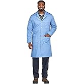 Bulwark Flame Resistant 7oz Cotton Lapel Collar Lab Coat, Light Blue, Small