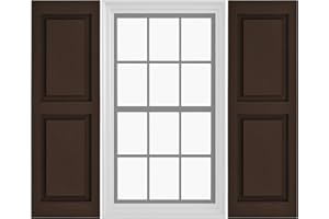 Pontiac Trail Raised Panel Vinyl Shutters (1 Pair) | 14.5"x59" - Coffee Bean | Exterior Window Shutters | Includes Mounting Hardware | Simple Installation | Made in USA