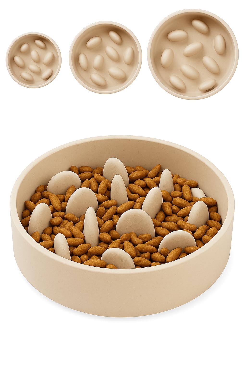 Flamingo Slow feeder dog bowl - Dog water bowl - Ø17.5cm - 790ml Slow Feeder Greni Beige