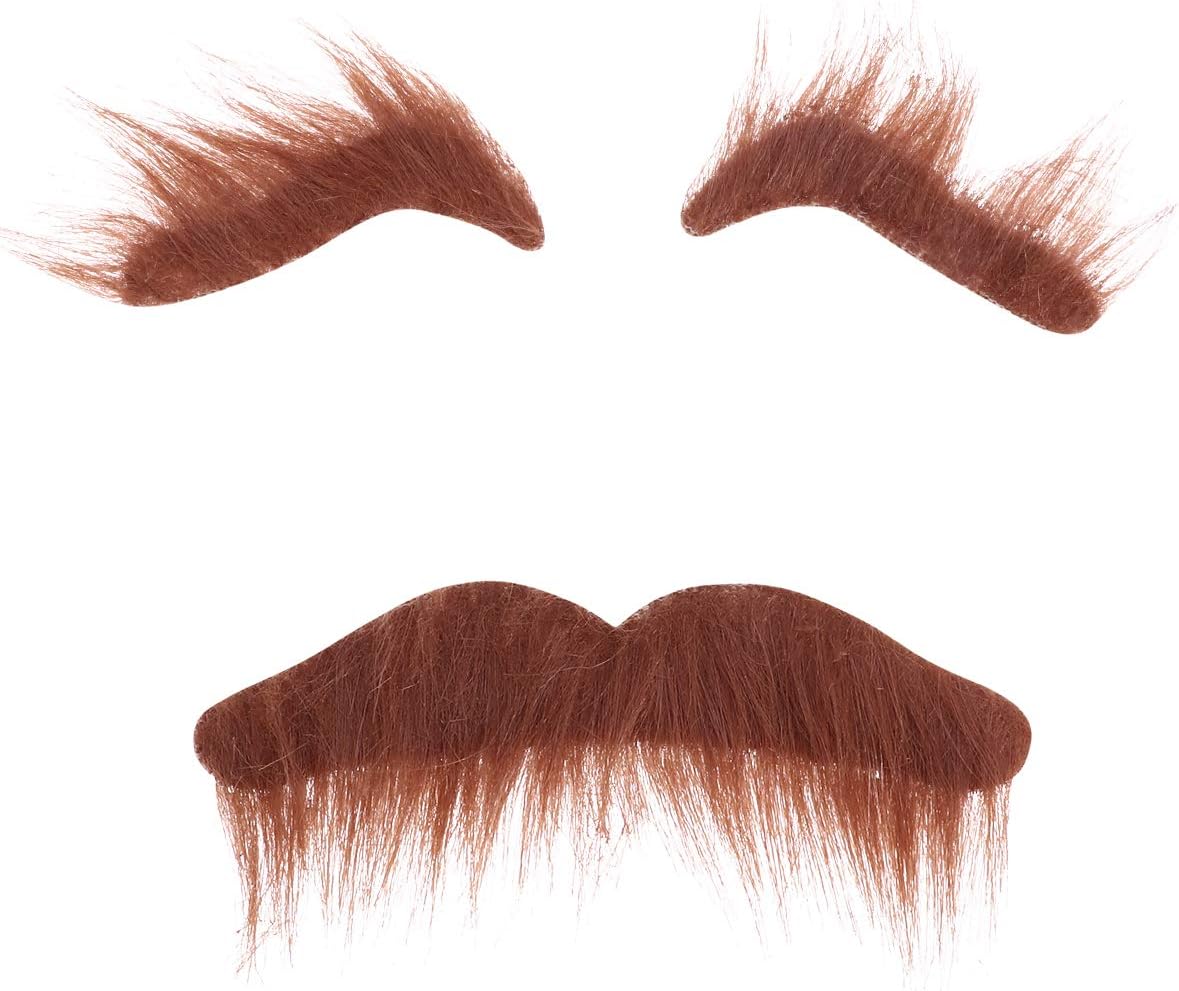 TINKSKY Novelty Costumes Self Adhesive Fake Eyebrows Beard Moustache Kit Facial Hair Cosplay Props Disguise Decoration for Masquerade Costume Party (Brown)