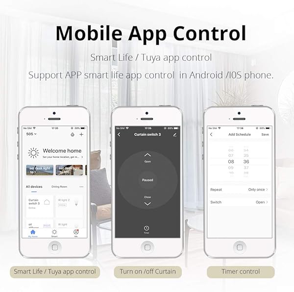 Yagusmart Interruptor Elctrico Elegante de las Persianas de WiFiSe requiere cable neutroCompatible con Alexa y Google HomeControl de APP y Funcin de Temporizador