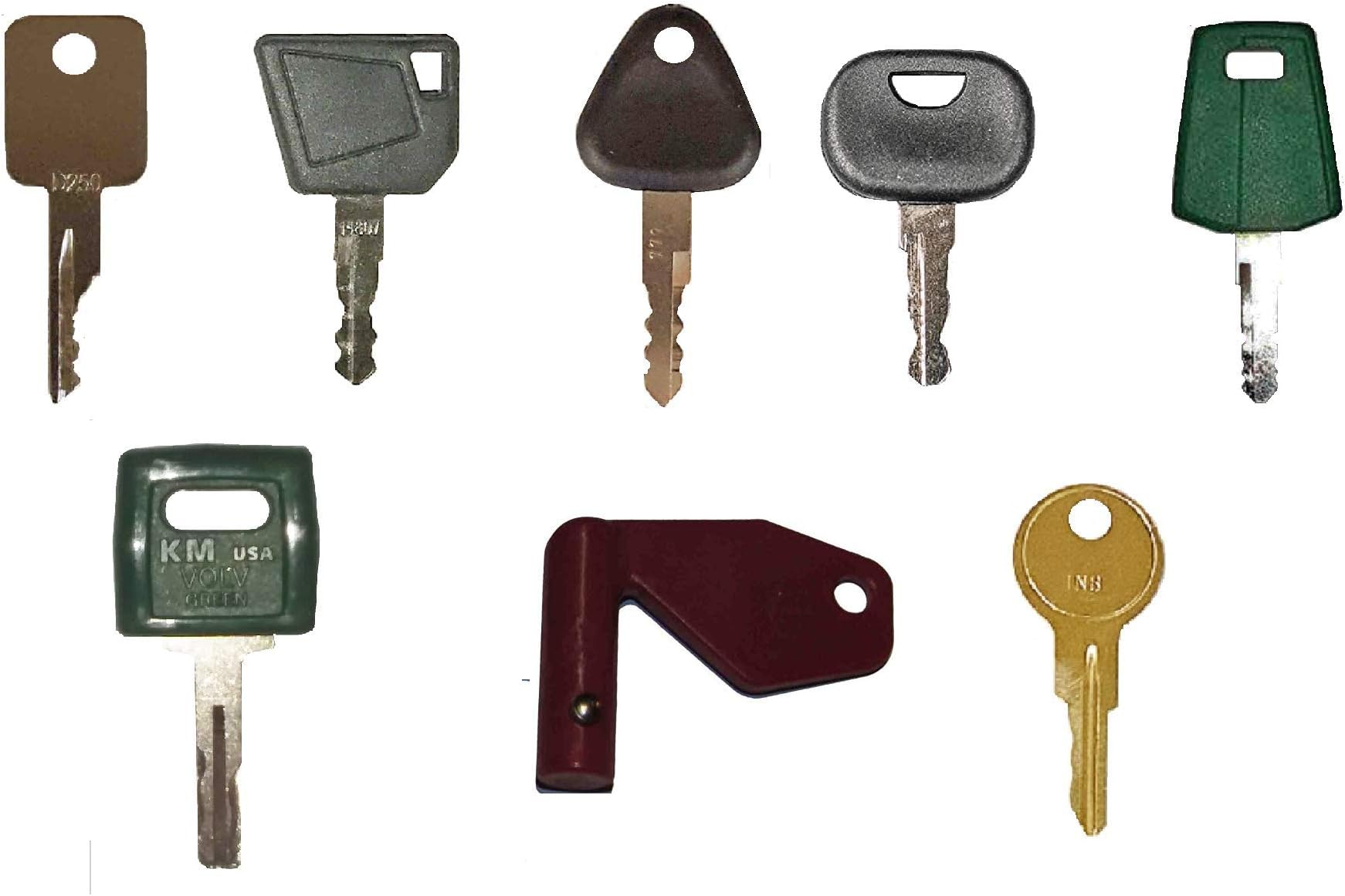 Keyman Volvo Heavy Construction Equipment Ignition Key Blank Set (8 Key Blanks Custom Cut to fit Your Equipment)