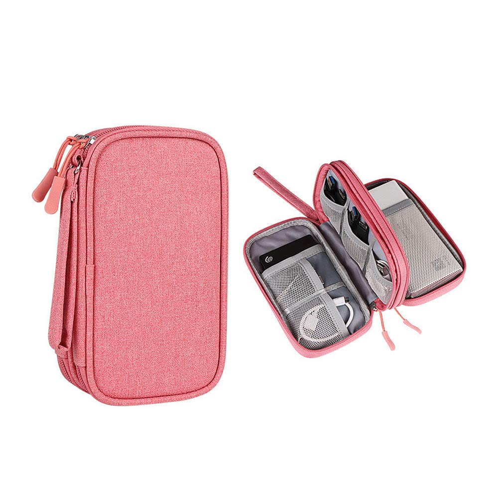 Hosoncovy Power Bank Organizer Bag - USB Flash Drive & External Hard Drive Case (Pink)