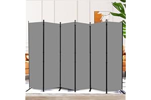 HOMSCREENER Room Divider and Folding Privacy Screens 6 Panel, 11 Ft Wide Room Partitions Dividers, Portable Room Divider Screen for Room Separtition, Folding Wall Dividers for Rooms, Office, Bedroom, Studio Grey