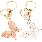 ROPAKED 2 Pieces Butterfly Keychain Cute Key Chains Crystal Bling Diamond keychain Accessories for Women Car Keys