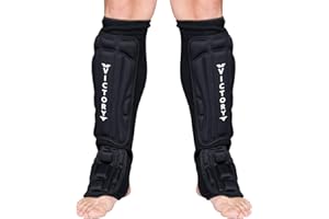 Kickboxing, Muay Thai MMA Martial Arts Shin Guards, Instep Guard Sparring Protective Leg Shin Foam Kick Pads for Kids and Adu