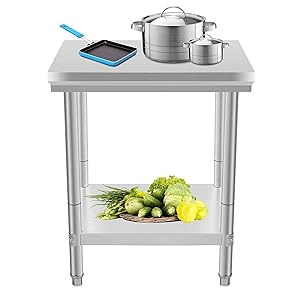 Mophorn Stainless Steel Work Table 24x30 Inch Commercial Food Prep Worktable