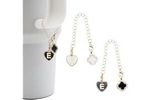 RENUIS 2Pcs Letter Charm Accessories for Stanley Cup,Name Id Initial Letter for Stanley 30&40 oz Tumbler with Handle,Heart Shape & Four Leaf Clover Initial Personalized Letter Charms,Stanley Cup Accessories Chain