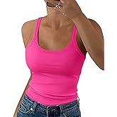 EADINVE Women's Scoop Neck Spaghetti Strap Tank Top Ribbed Sleeveless Slim Fit Camisole Trendy Summer Outfits 2026