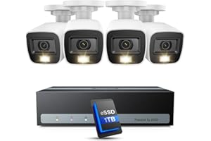 ANNKE Security Camera System, 3K Lite 5-in-1 H.265+ 8CH eDVR with 1TB eSSD and (4) 1080p (2MP) Weatherproof Surveillance Wired Cams, AI Human/Vehicle Detection, Smart Color Night Vision, Email Alert