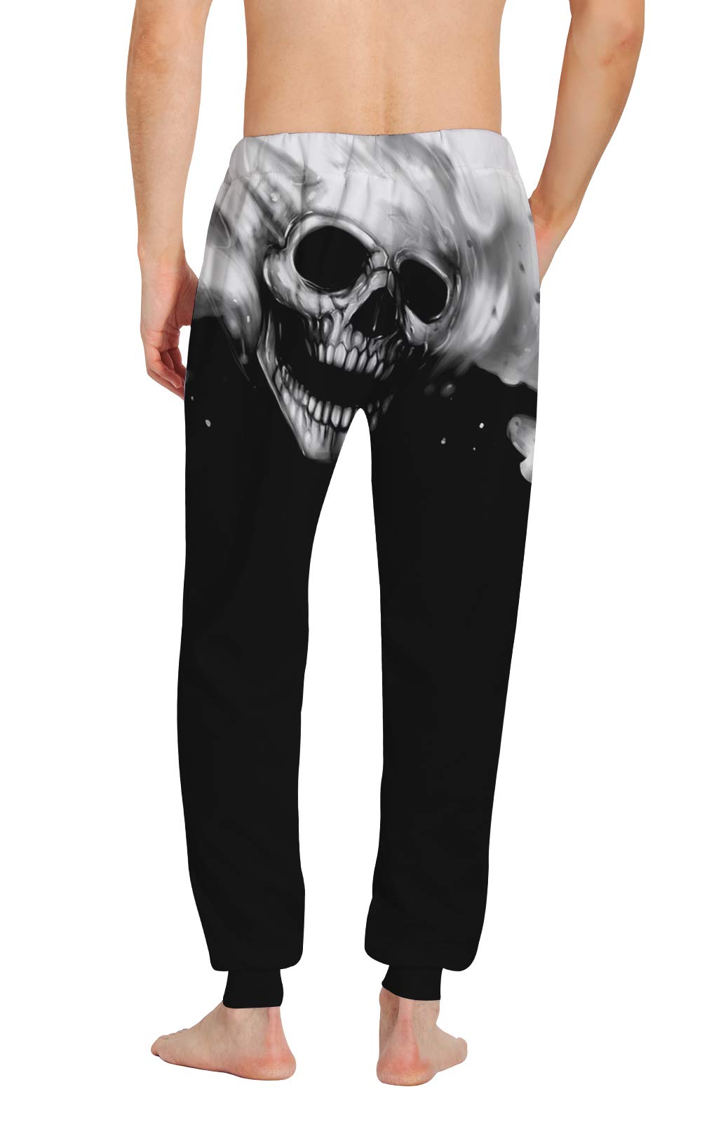 Retro 80s 90s Clothing for Men Women Teen Boys Realistic Print Halloween Skull Graphic Sweatpants Black Grey Vibrant Color Baggy Trousers Drawstring Sports Jogging Hip Hop Pants Outfits M