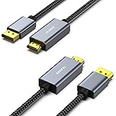 BENFEI 4K DisplayPort to HDMI 6 Feet Cable, 2 Pack Uni-Directional DP 1.2 Computer to HDMI 1.4 Screen (Male to Male) Compatib