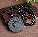 ZTAN Vintage Black Obsidian Necklace Pendant Yingyang Amulet Pendant with Long Adjustable Bead Chain