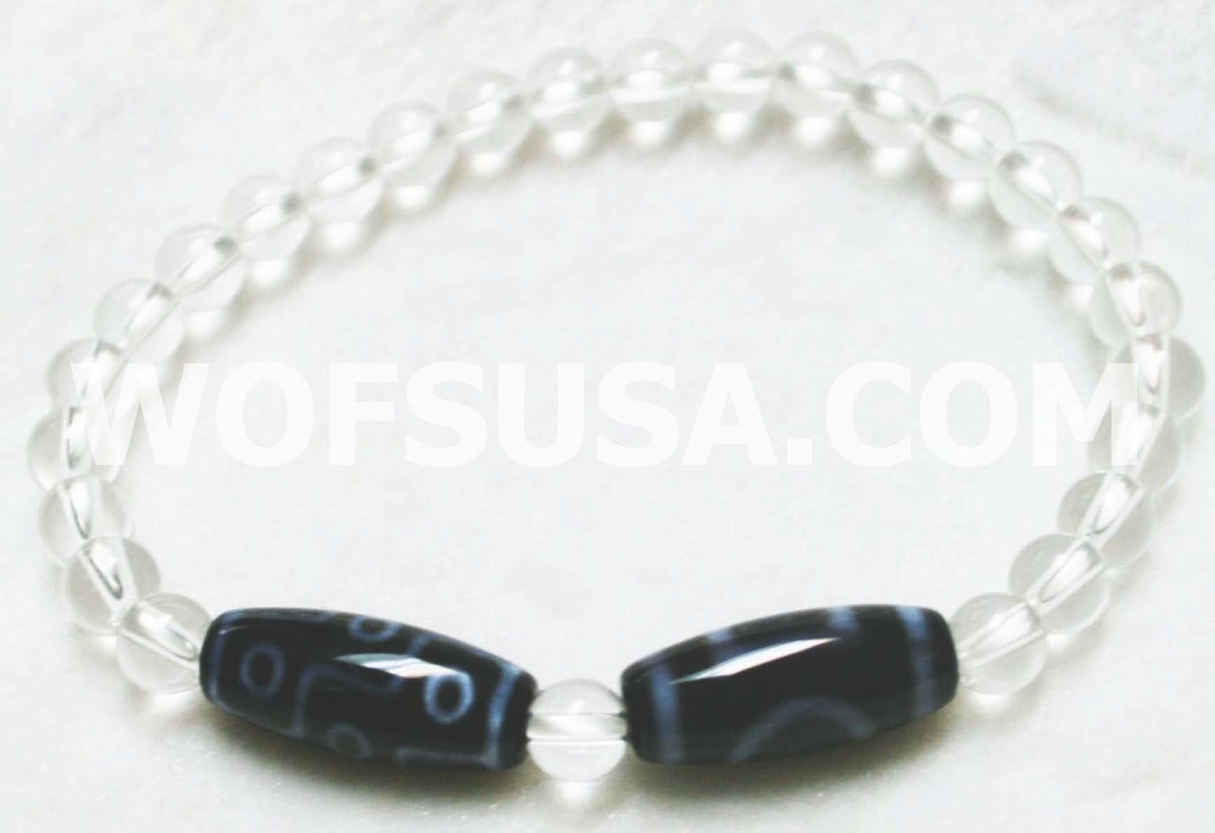 Mini 9 Eye and Heaven & Earth DZI 6mm Clear Quartz Bracelet