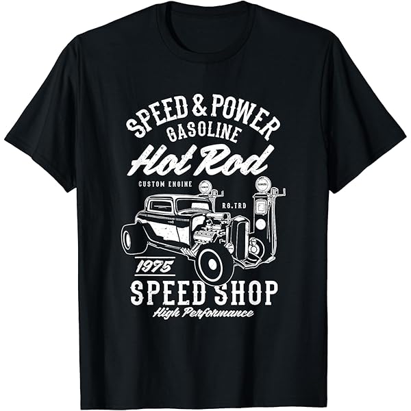 Old School Vintage Hot Rod Garage Men Classic Car T-Shirt (Black