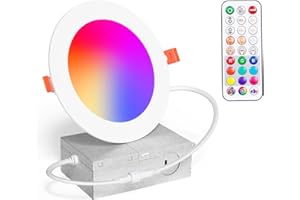 Recessed Lighting 4 Inch RGBCW Color Changing 12W LED Downlights with Junction Box,1080Lumens Canless LED Recessed Ceiling Li
