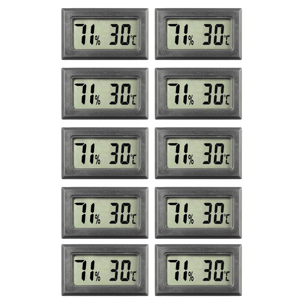 10-Pack Mini Digital Thermometer Hygrometer, Large Number Display Temperature Humidity Meters Gauge for Home Car Greenhouse Office Jars