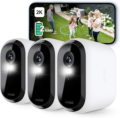 Arlo Essential 2K XL Wireless Outdoor Camera Battery Powered 3 Pack White