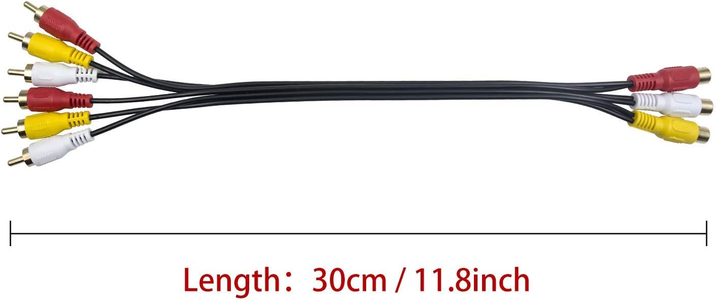 Duttek RCA Splitter Cable, 3 RCA Female Jack to 6 RCA Male Plug RCA Y Splitter Extension Audio Video AV Adapter Cable 30cm/11.8 Inch - Image 5