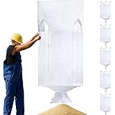 Hoolerry 6 Pcs FIBC Bag Bulk Sack Bulk Bag for Construction Dumpster Sand 1 Ton 3300lbs 35x35x43 in Heavy Duty Large Sand Sacks with Duffle Bottom and Handle for Industrial Transport