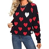 Kaei&Shi Heart Sweater,Pattern Chunky Pullover Sweaters,Cute Date Valentines Outfits Women