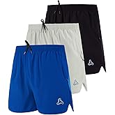 SILKWORLD Men's Running Stretch Quick Dry Shorts with Zipper Pockets(Pack of 2,3)