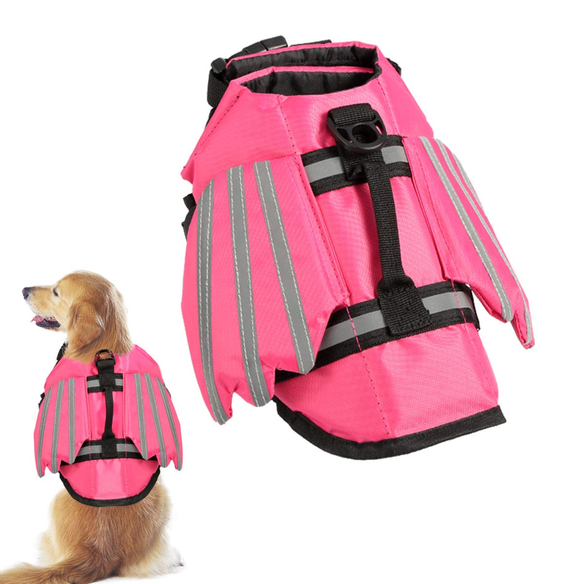 Haokaini Dog Life Jacket, Pet Floatation Life Vest with Wings, Dog Lifesaver Preserver Swimsuit for Water Safety at Swimming Pool Beach Boating