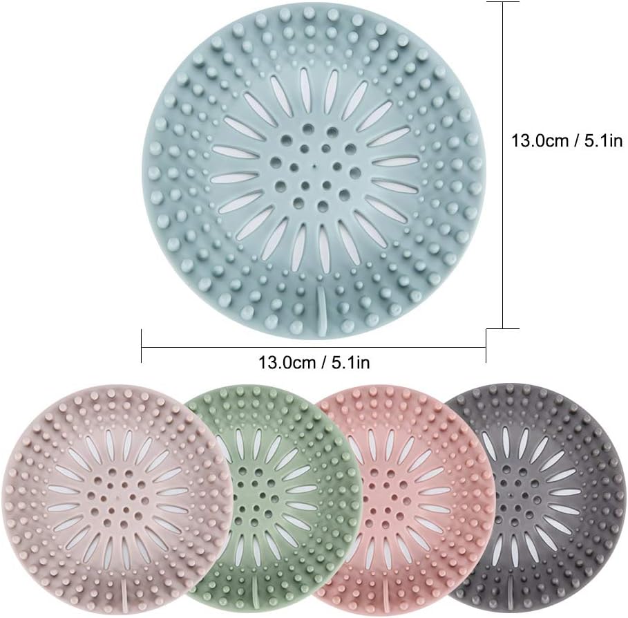 Hair Catcher Durable Silicone Hair Stopper Shower Drain Covers Easy to Install and Clean Suit for Bathroom Bathtub and Kitchen 5 Pack - - 