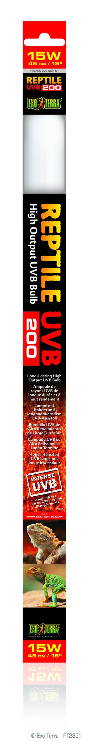 Exo Terra Reptile UVB 200 Bulb, 15 W, 18 in,Red