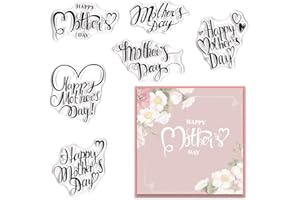 Threetols Mother's Day Clear Stamps Heart Love Words Stamps for Holiday Card Making DIY Scrapbooking Transparent Album Decor Paper Craft