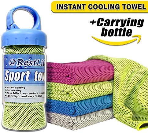 RestLife Sports towel - Cooling Towel - Gym Cool Towel - Womens Mens Workout Towel Set - Instant Cooling Towel - Sport Towel - Quick Drying - Great For Bowling Fitness Yoga Travel Camping - Green