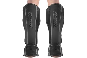 Tiger Pro Matt Shin Guards Muay Thai, Kickboxing, Kicking, Sparring, Training Gear, Karate, Boxing, Taekwondo - Unisex - Blac