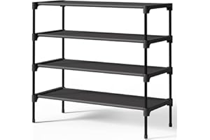 Oillase 4 Tier Shoe Rack - Premium Non-Woven Rack Shelf, Shoe Organizer for Closet, Entryway, Garage & Corridor, Sturdy & Dur