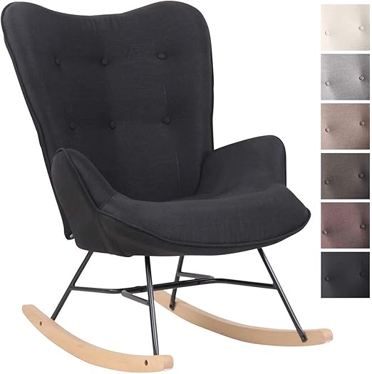 Clp Schaukelstuhl Sanka I Schaukelsessel Mit Stoffbezug Und Metallgestell I Relaxsessel Mit Holzkufen Schwarz Amazon De Kuche Haushalt