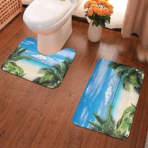 Ahuimin - Juego de 2 alfombras de baño de microfibra lavables para