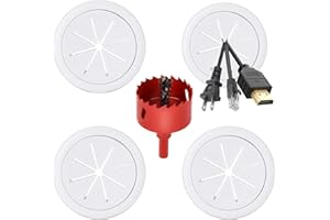 CTTZCKJ Desk Grommet Flexible 2 Inch (50mm) Desk Cable Grommet Desk Cable Hole Covers with Hole Saw Ideal Solution for Home and Office Table Cable (White, 4Pack)