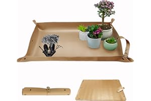 WONDMALL Leather Plant Repotting Transplanting Indoor Succulent Potting Portable Gardening Thickened Foldable Plant Potting Tray and Mess Control Mat, 30" X 18"