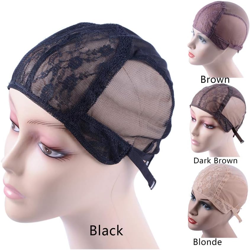 Double Lace Wig Cap for Making Wigs With Adjustable Strap on the Back Glueless Wig Caps Hairnets (Black M 54cm) - Image 4