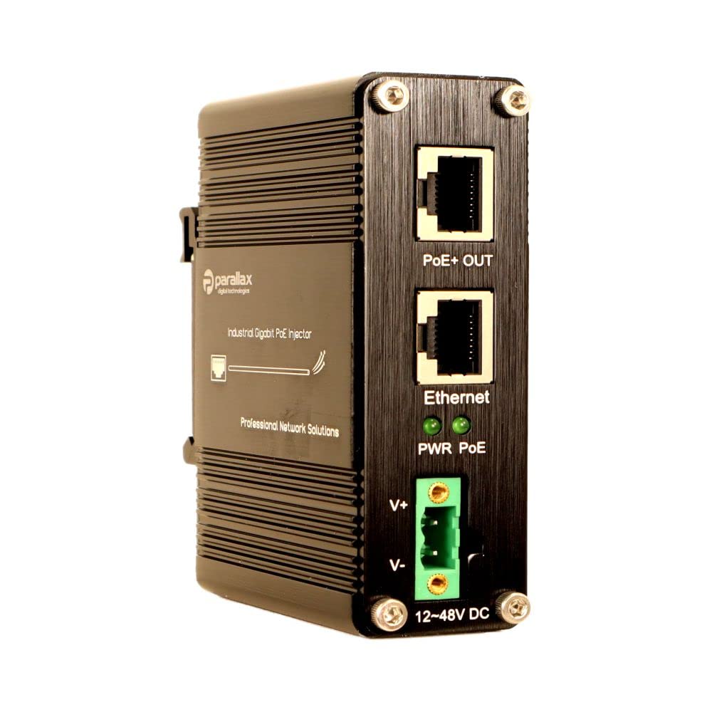 Parallax Digital Technologies 1 Port 10/100/1000 BASE-T 30W Industrial PoE Injector 12-48VDC