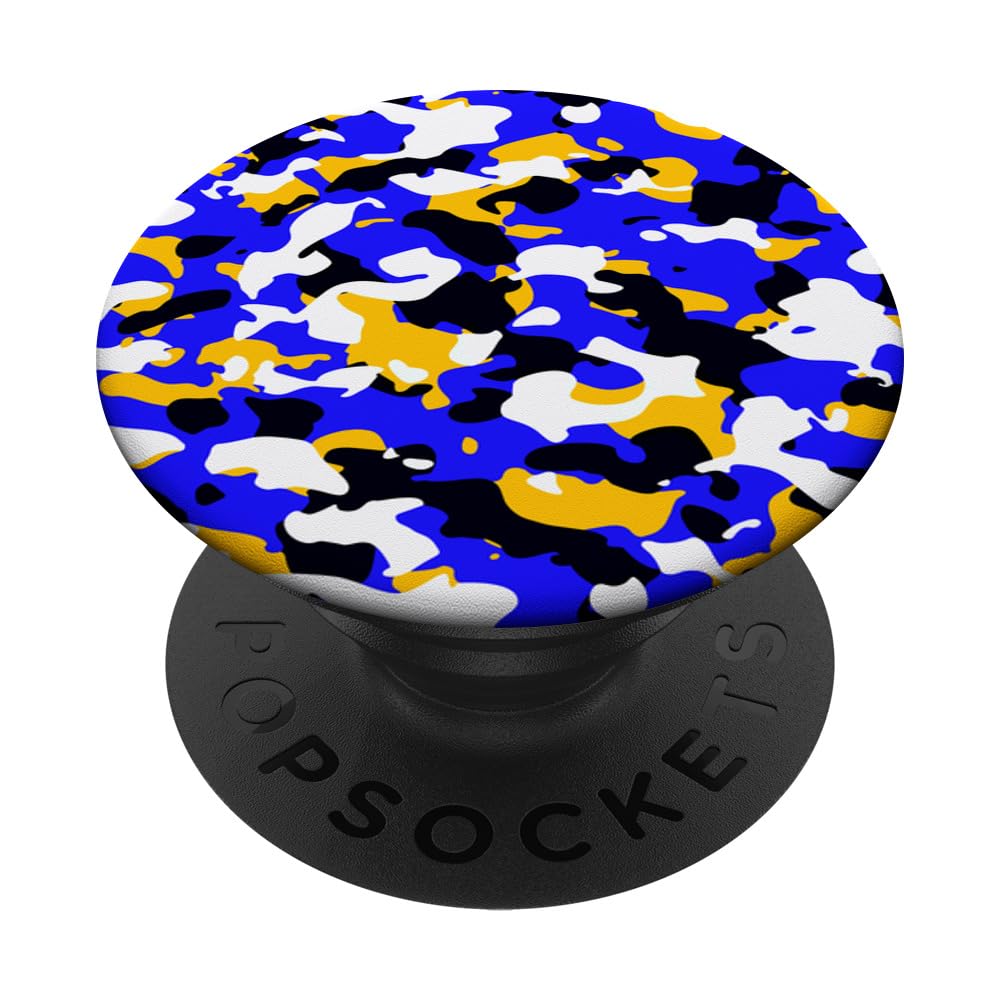 Blue + Golden Yellow Camouflage Pattern PopSockets Swappable PopGrip