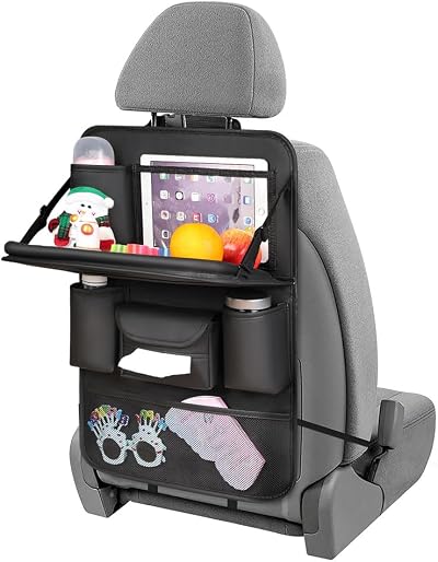 URAQT Car Seat Organizer Leather 8 Pockets Table Tray Tablet Holder Waterproof