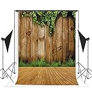 6.5ft(h)5ft(w) Old Wood New Leaves Wall and Floor Photography Backdrop for Photo Studio Backgrounds